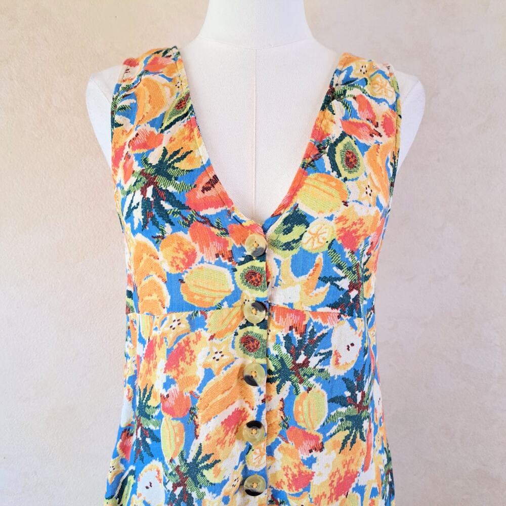 FARM Rio x Anthropologie Wide Leg Jumpsuit Small Fruit Medley Boho Linen Blend - Picture 4 of 11